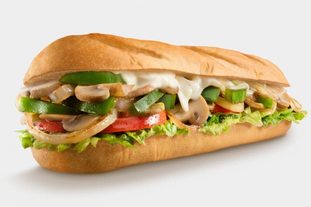 The Veggie Delight Veggie Cheesesteak from Charleys Cheesesteak restaurant